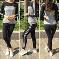 Women's Cotton Rib Stretchable Stripe Tracksuit